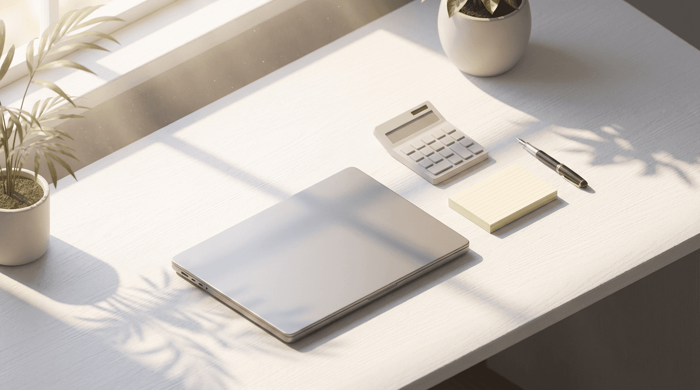 Blurred financial charts on a laptop with a pencil and ruler