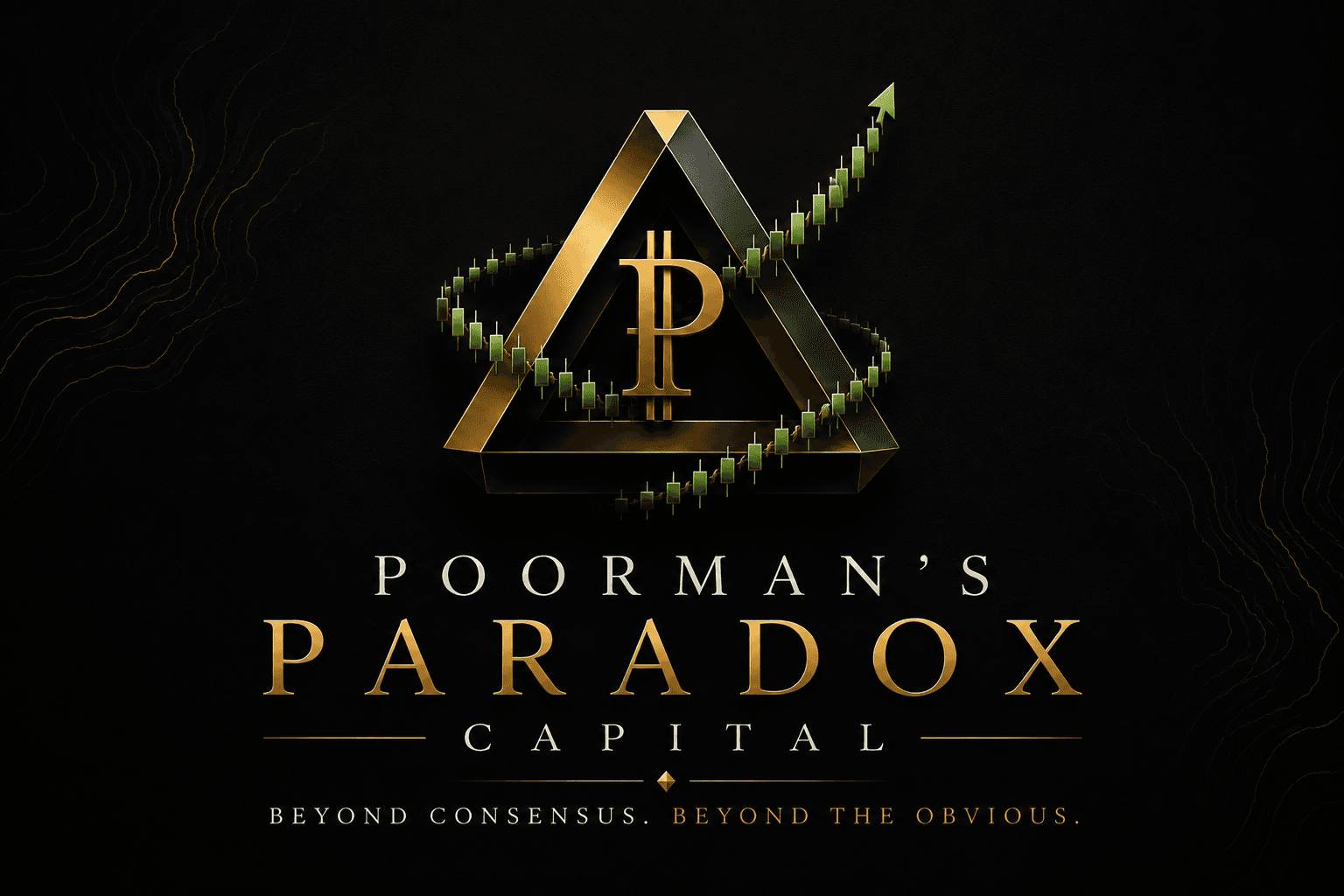 Poorman's Paradox Capital logo featuring a gold triangle and a rising green candlestick chart.